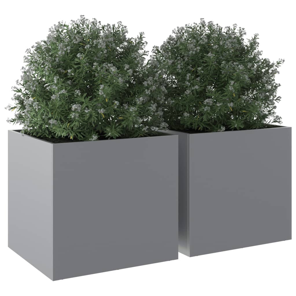 vidaXL Jardineras 2 unidades acero galvanizado plateado 49x47x46 cm