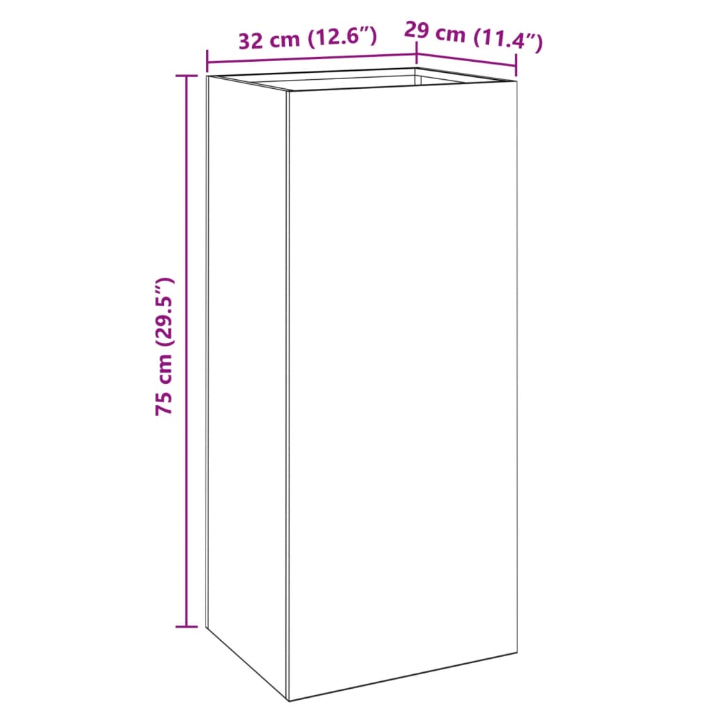 vidaXL Jardinera acero negro 32x29x75 cm