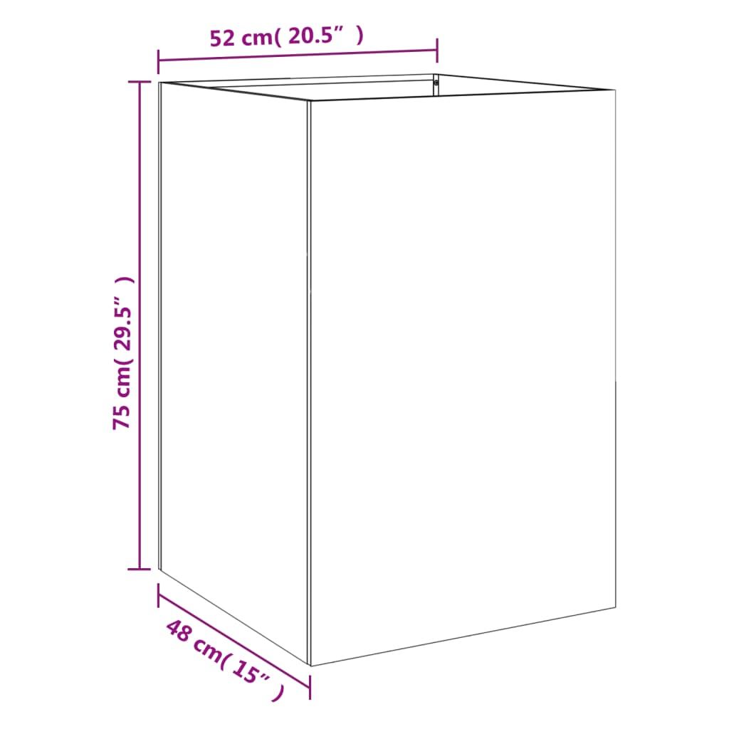 vidaXL Jardinera acero negro 52x48x75 cm