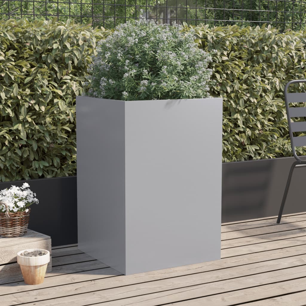 vidaXL Jardinera de acero galvanizado plateado 52x48x75 cm