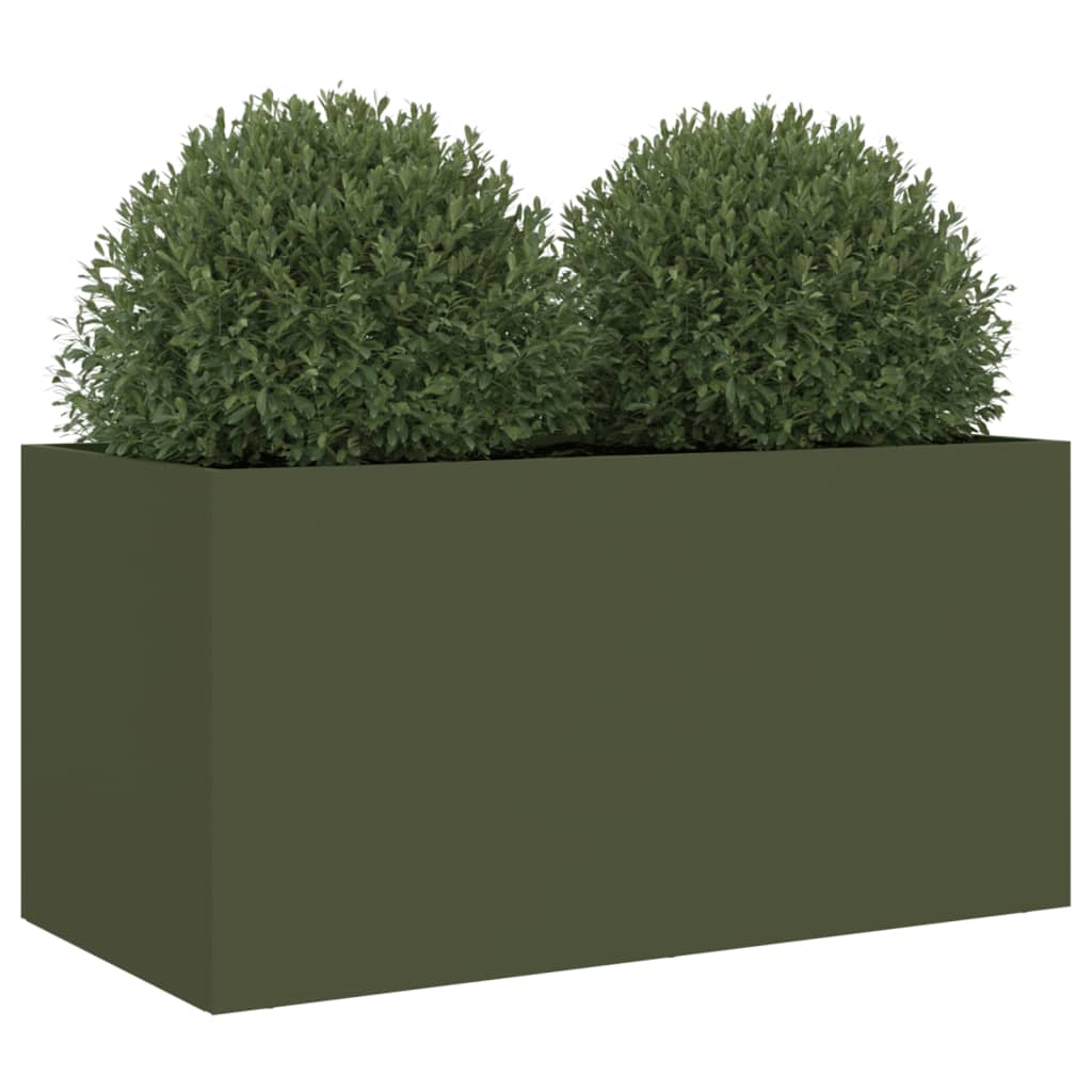 vidaXL Jardinera acero verde oliva 62x30x29 cm