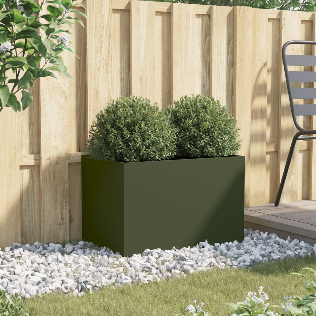 vidaXL Jardinera acero verde oliva 62x40x39 cm