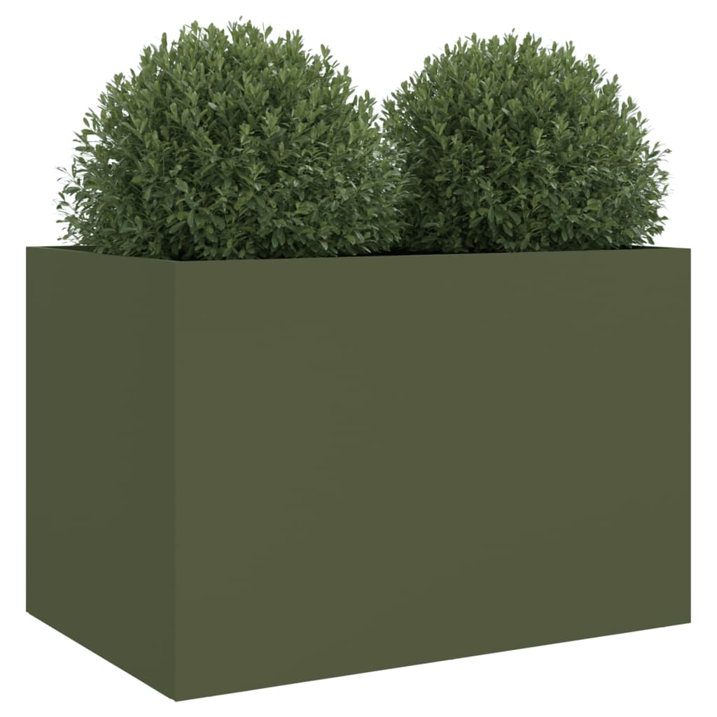 vidaXL Jardinera acero verde oliva 62x40x39 cm