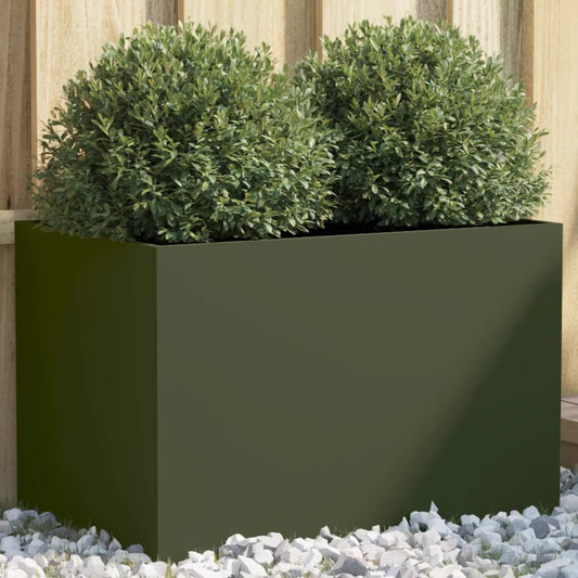 vidaXL Jardinera acero verde oliva 62x40x39 cm