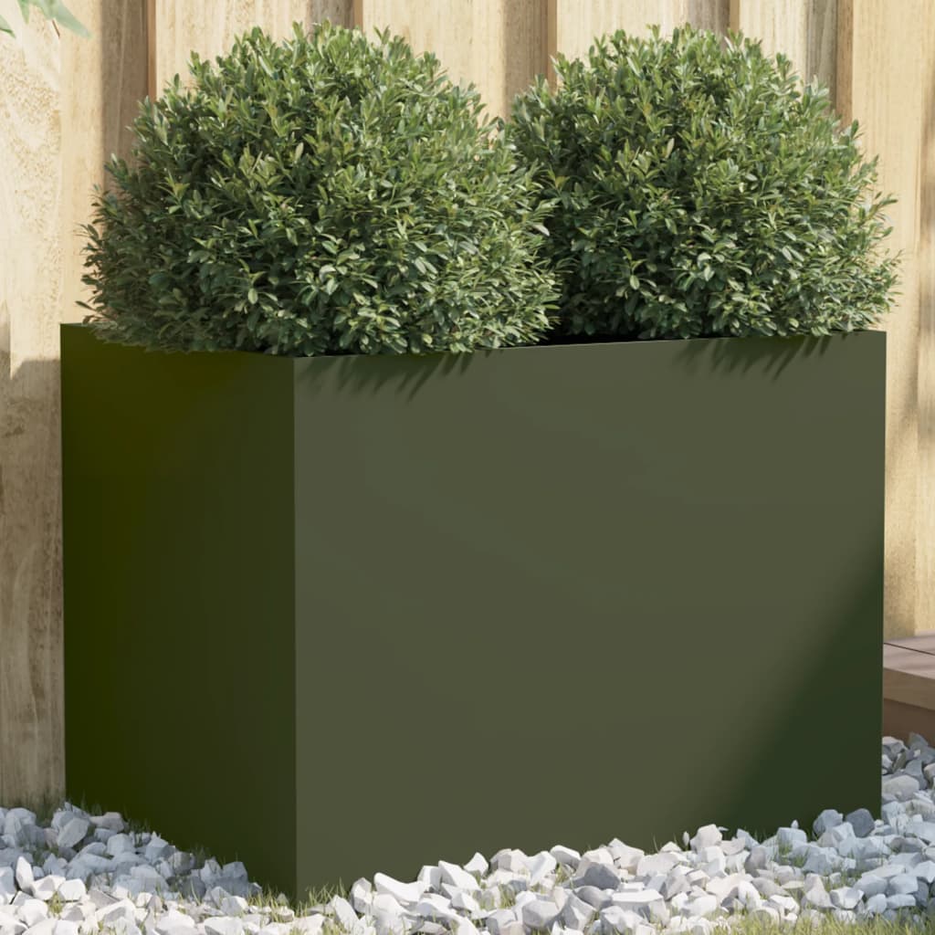 vidaXL Jardinera acero verde oliva 62x47x46 cm