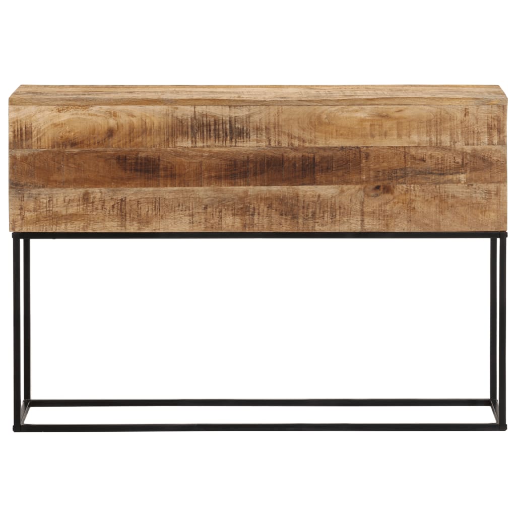 vidaXL Mesa consola madera maciza mango rugosa y hierro 110x30x75 cm