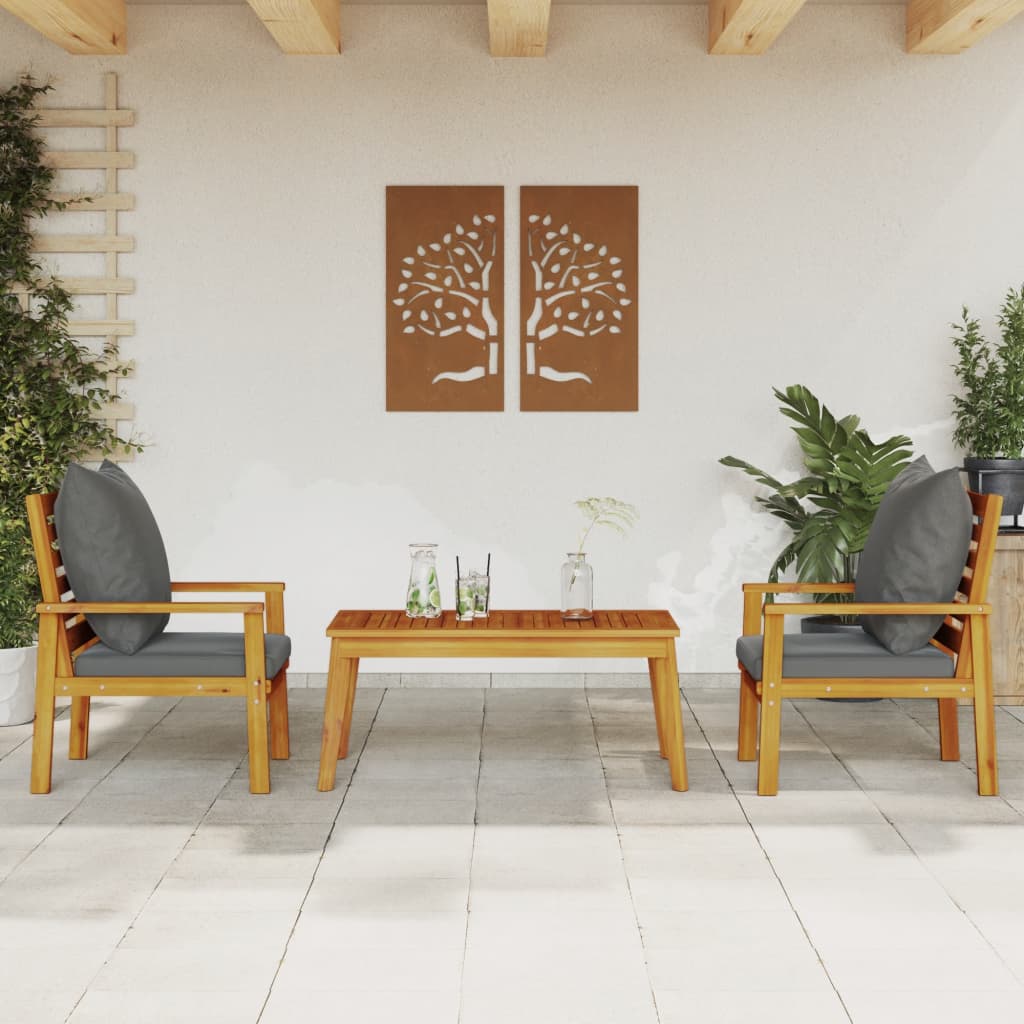 vidaXL Set de muebles para jardín 3 piezas con cojines madera acacia