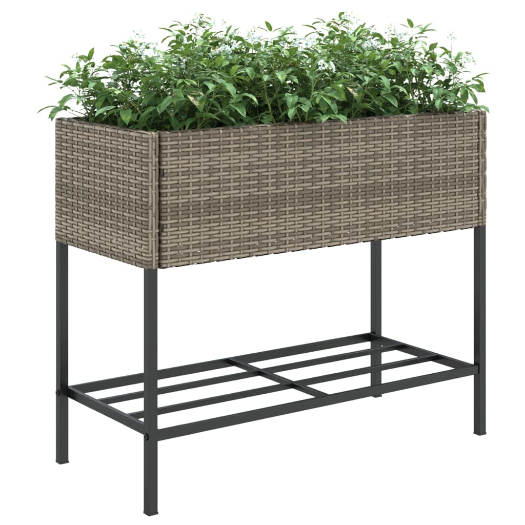 vidaXL Jardineras con estante 2 uds ratán sintético gris 90x40x75 cm