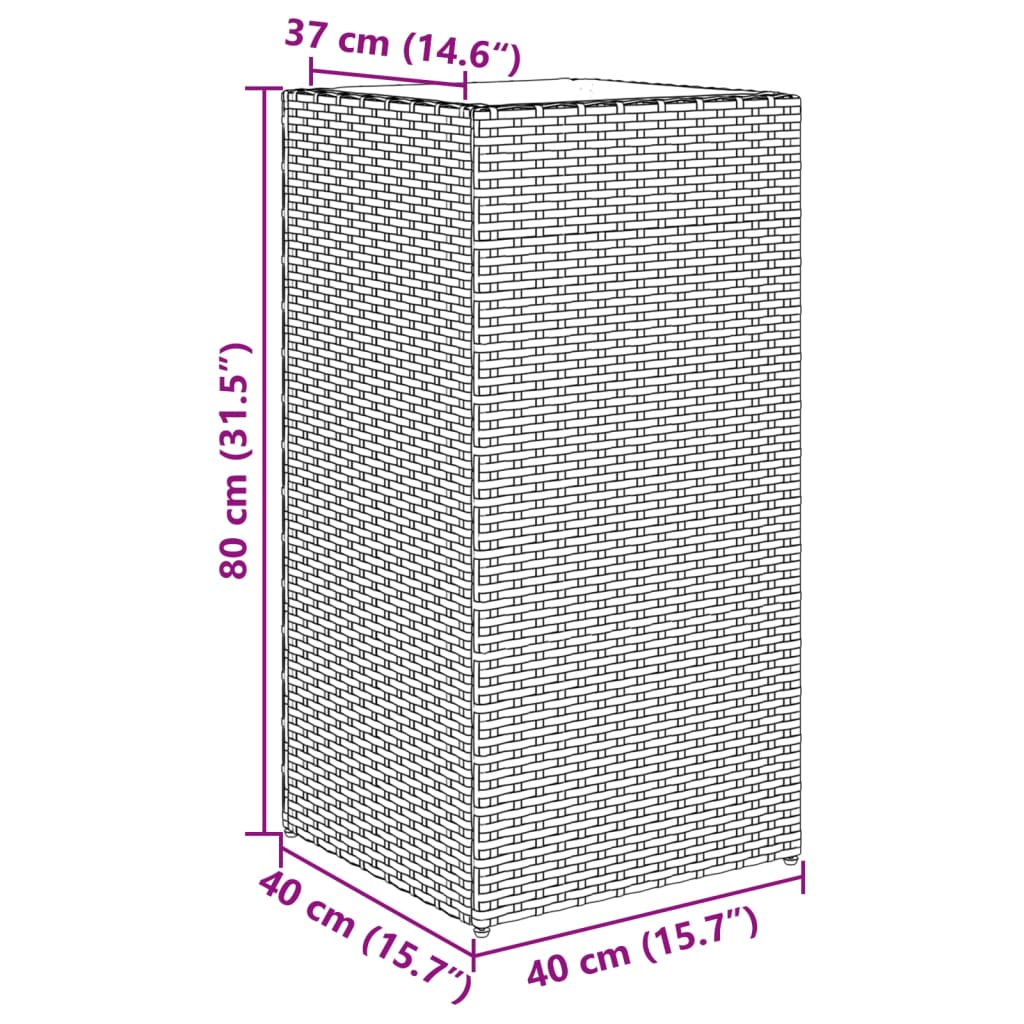 vidaXL Jardineras 2 unidades ratán sintético gris 40x40x80 cm