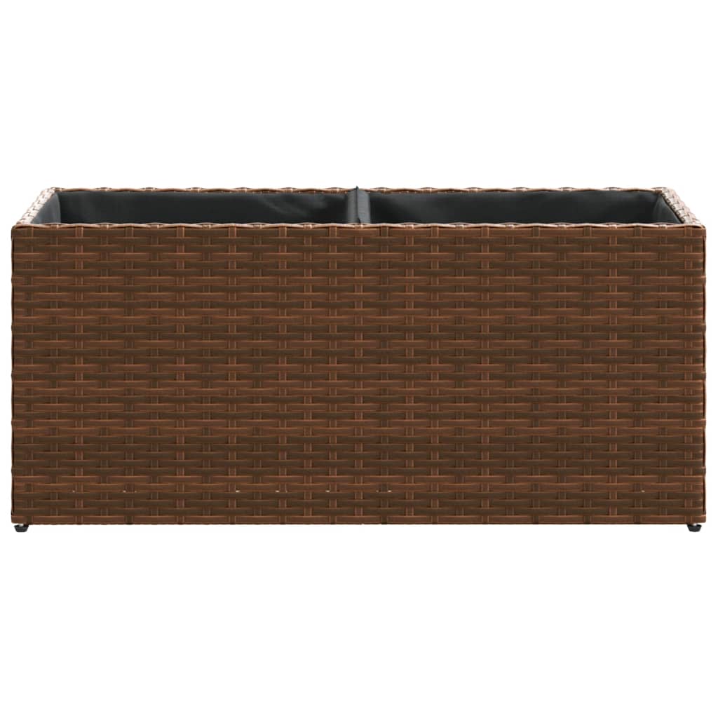 vidaXL Jardineras con 2 maceteros 2 uds ratán PE marrón 72x30x32 cm