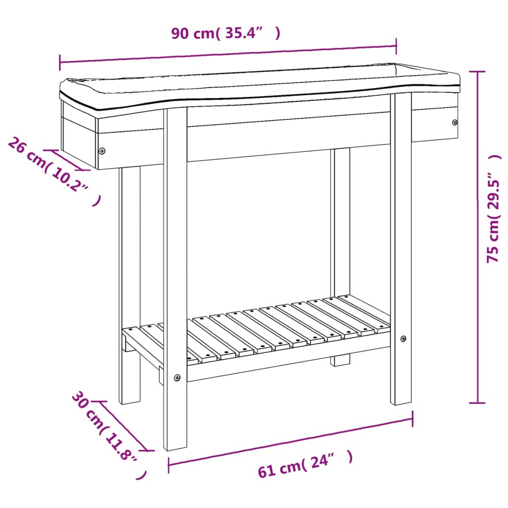 vidaXL Jardinera arriate madera maciza de acacia 90x30x75 cm