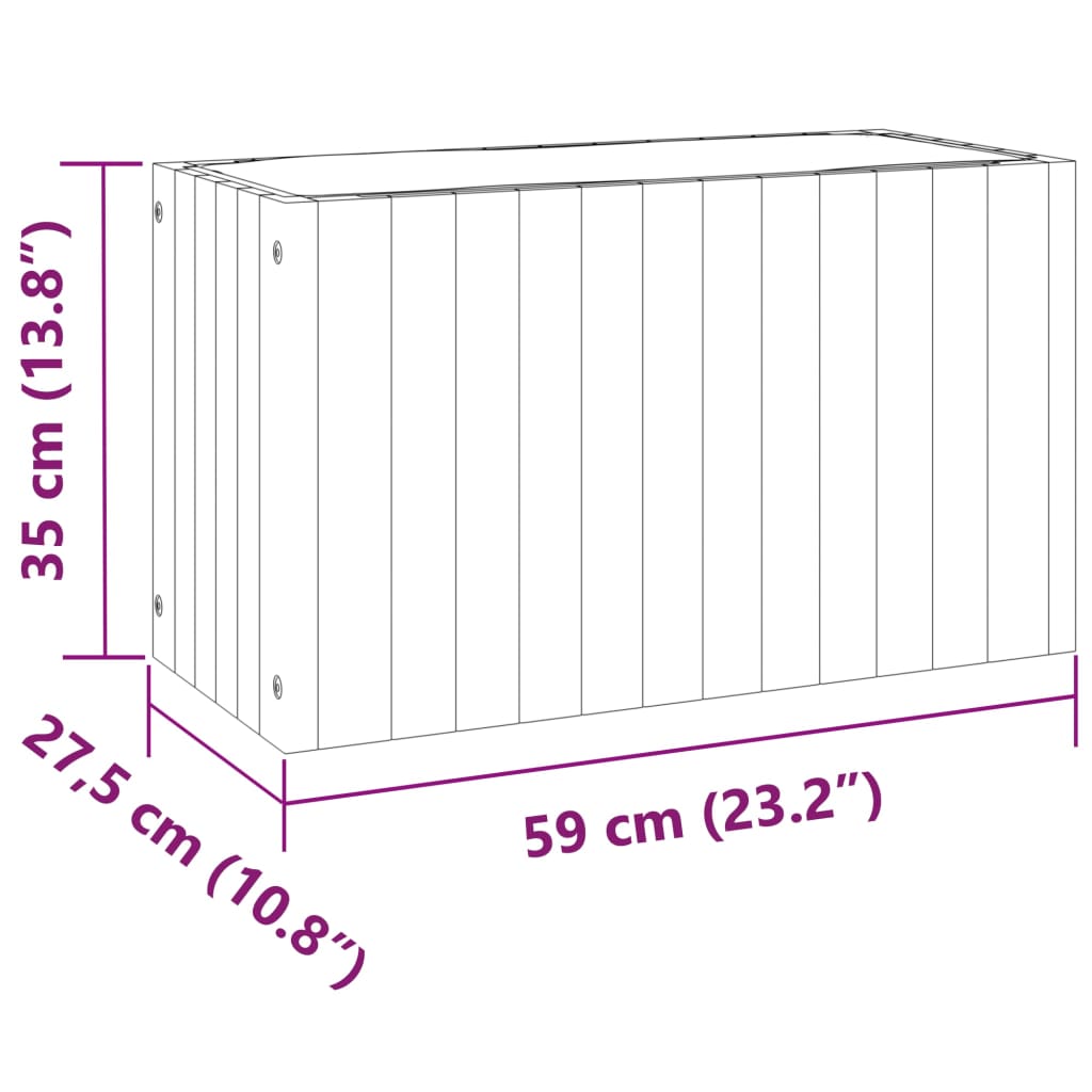 vidaXL Jardinera de madera maciza de acacia 59x27,5x35 cm