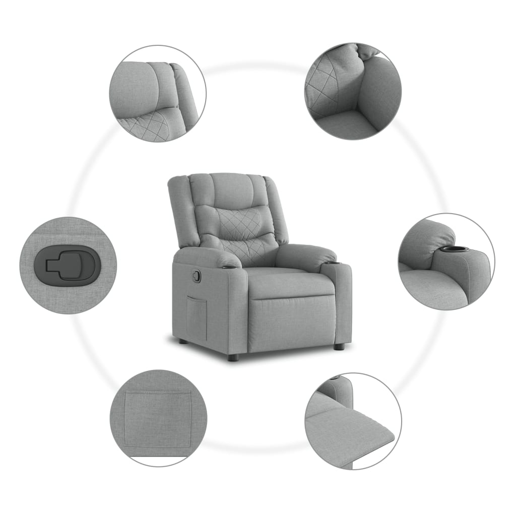 vidaXL Sillón reclinable de tela gris claro