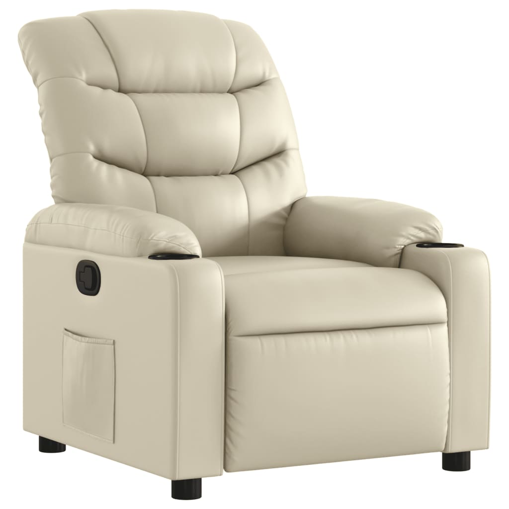 vidaXL Sillón reclinable de cuero sintético crema