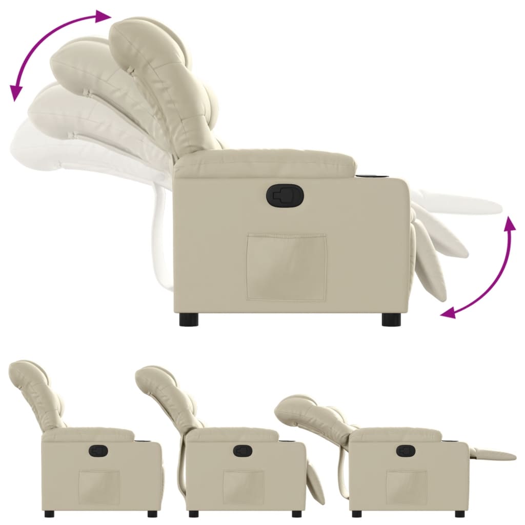 vidaXL Sillón reclinable de cuero sintético crema