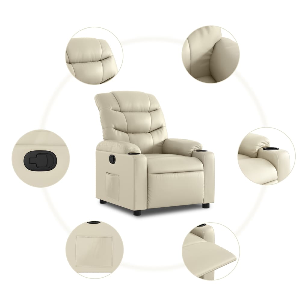 vidaXL Sillón reclinable de cuero sintético crema