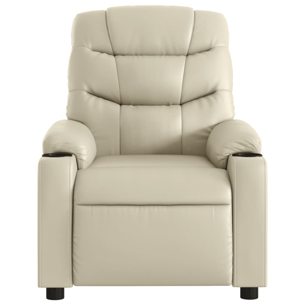 vidaXL Sillón reclinable de cuero sintético crema