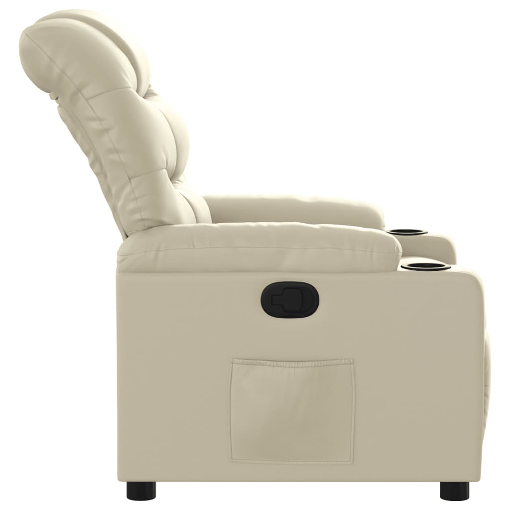 vidaXL Sillón reclinable de cuero sintético crema