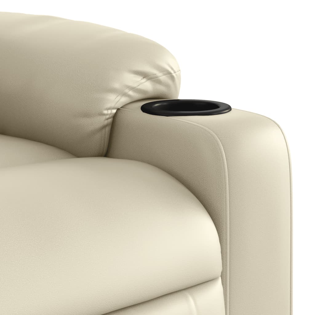 vidaXL Sillón reclinable de cuero sintético crema