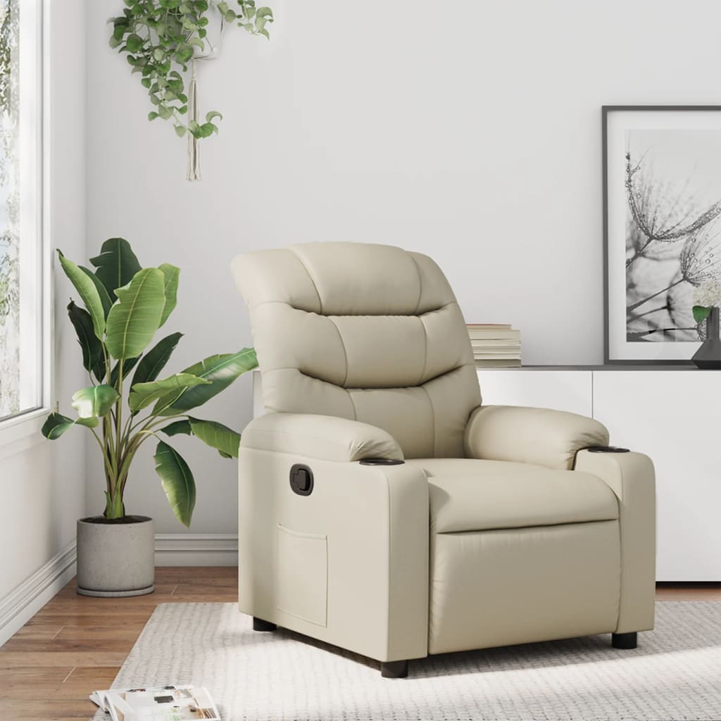 vidaXL Sillón reclinable de cuero sintético crema