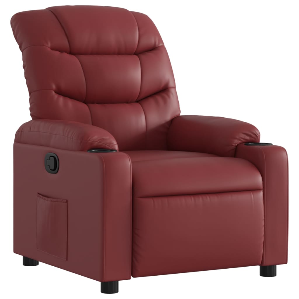 vidaXL Sillón reclinable de cuero sintético rojo tinto