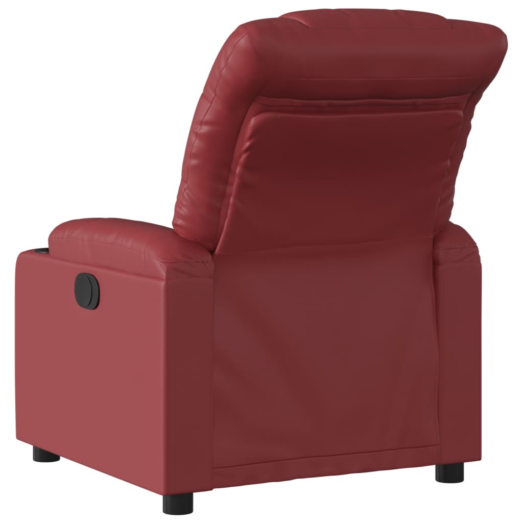 vidaXL Sillón reclinable de cuero sintético rojo tinto