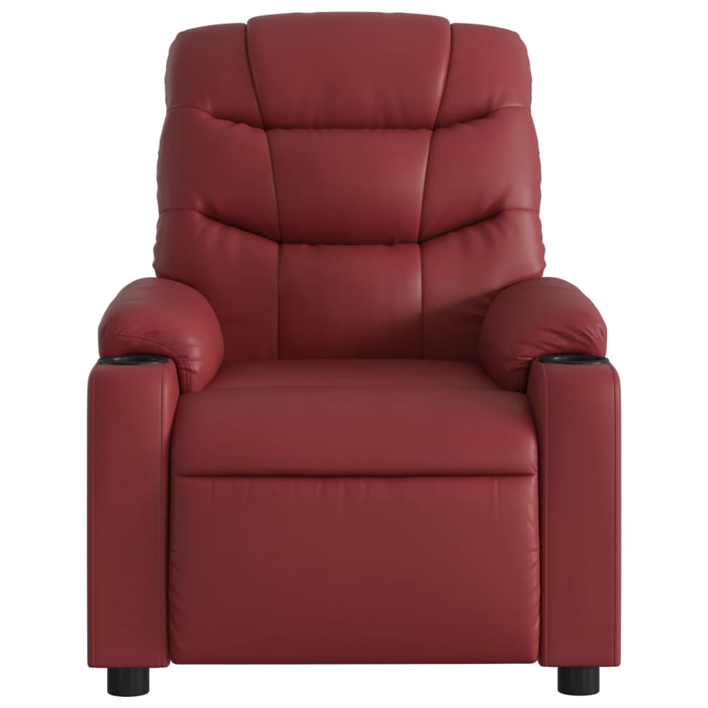 vidaXL Sillón reclinable de cuero sintético rojo tinto