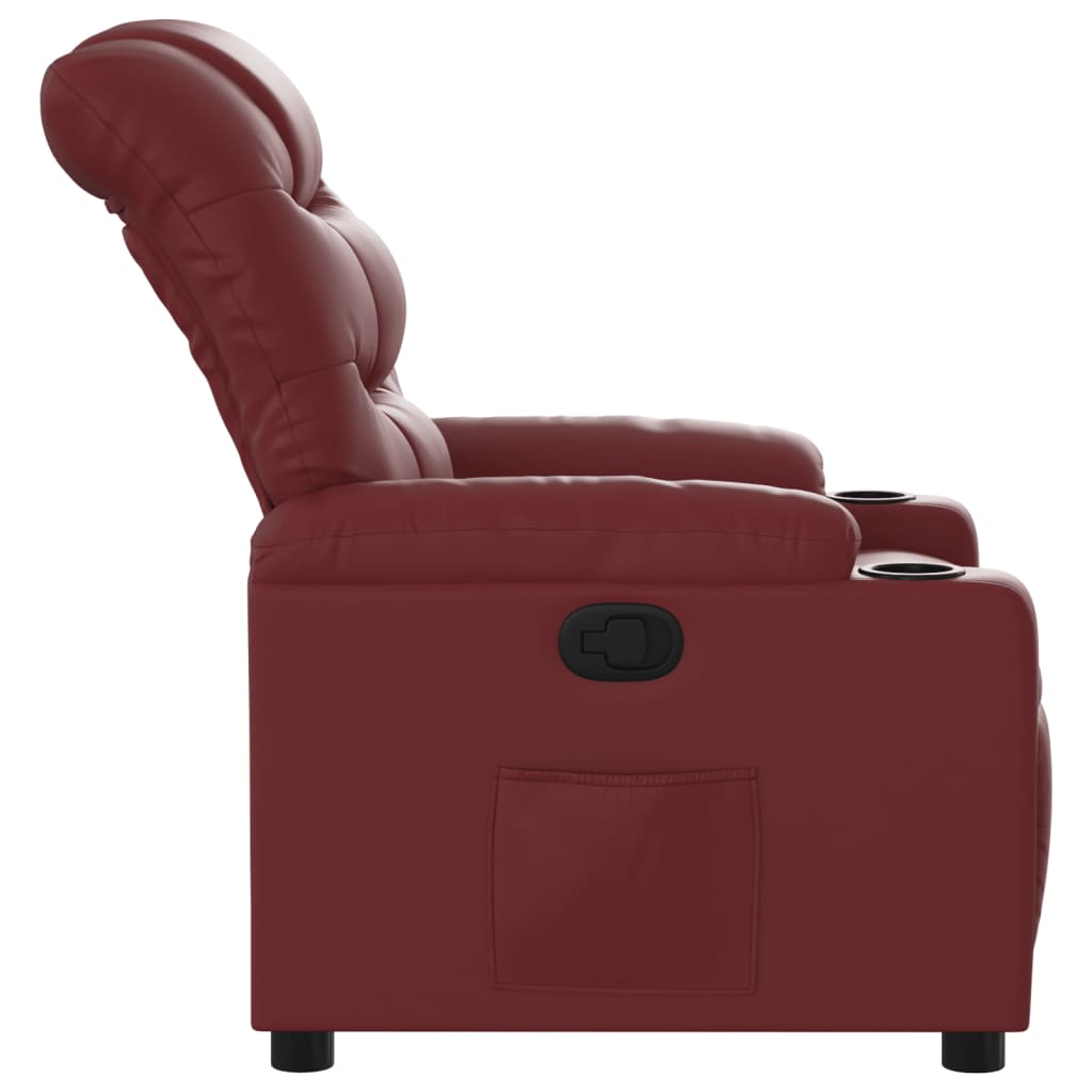 vidaXL Sillón reclinable de cuero sintético rojo tinto