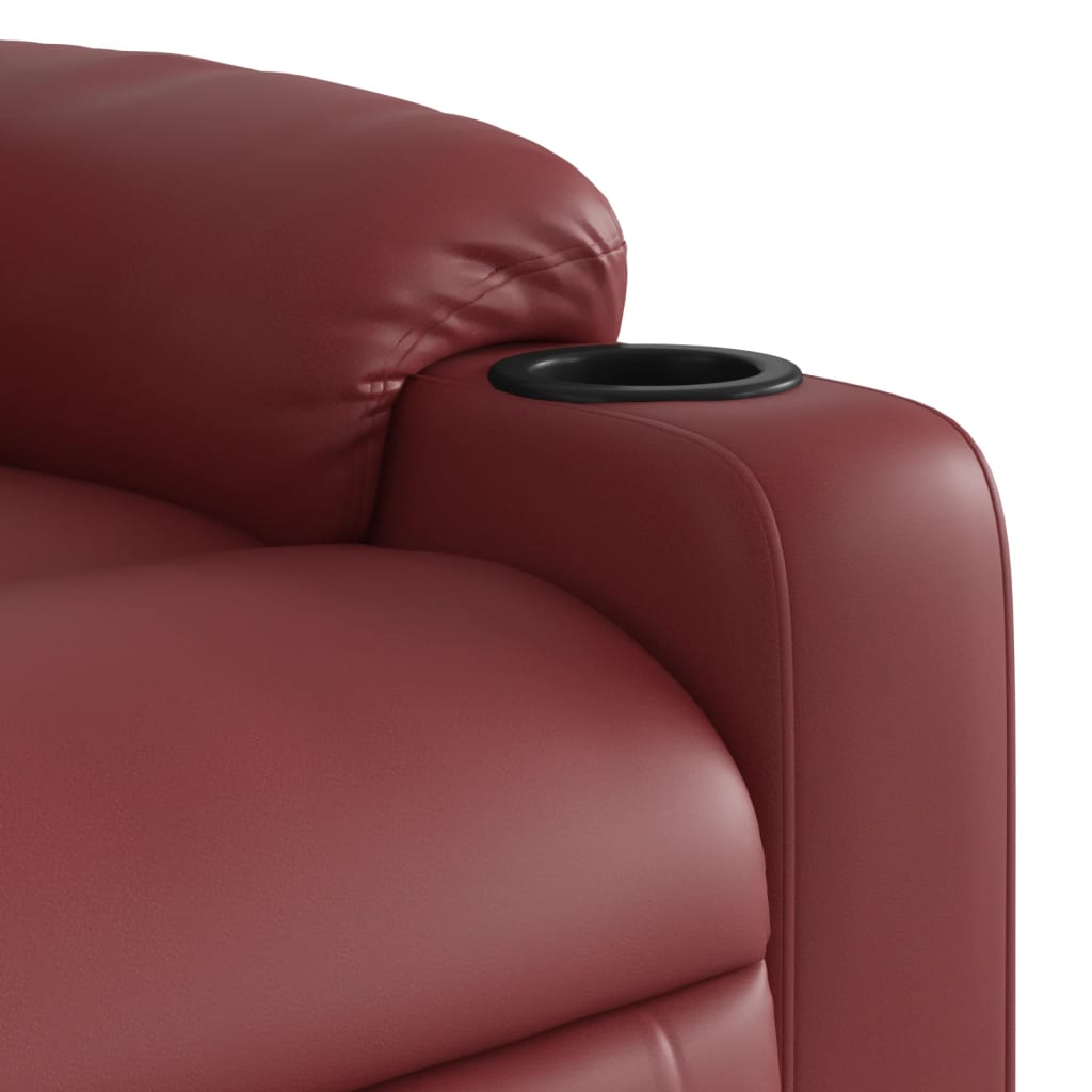 vidaXL Sillón reclinable de cuero sintético rojo tinto