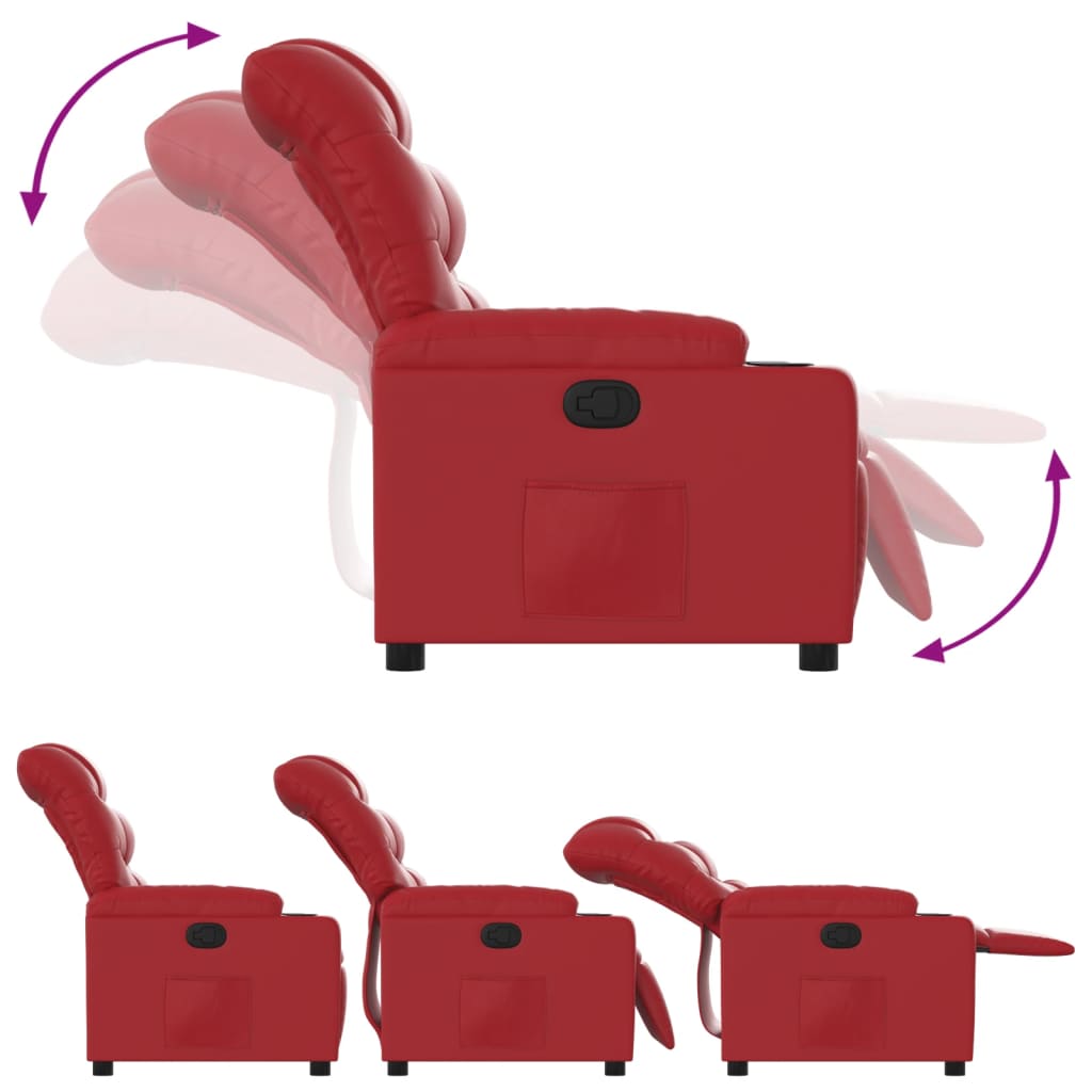 vidaXL Sillón reclinable de cuero sintético rojo