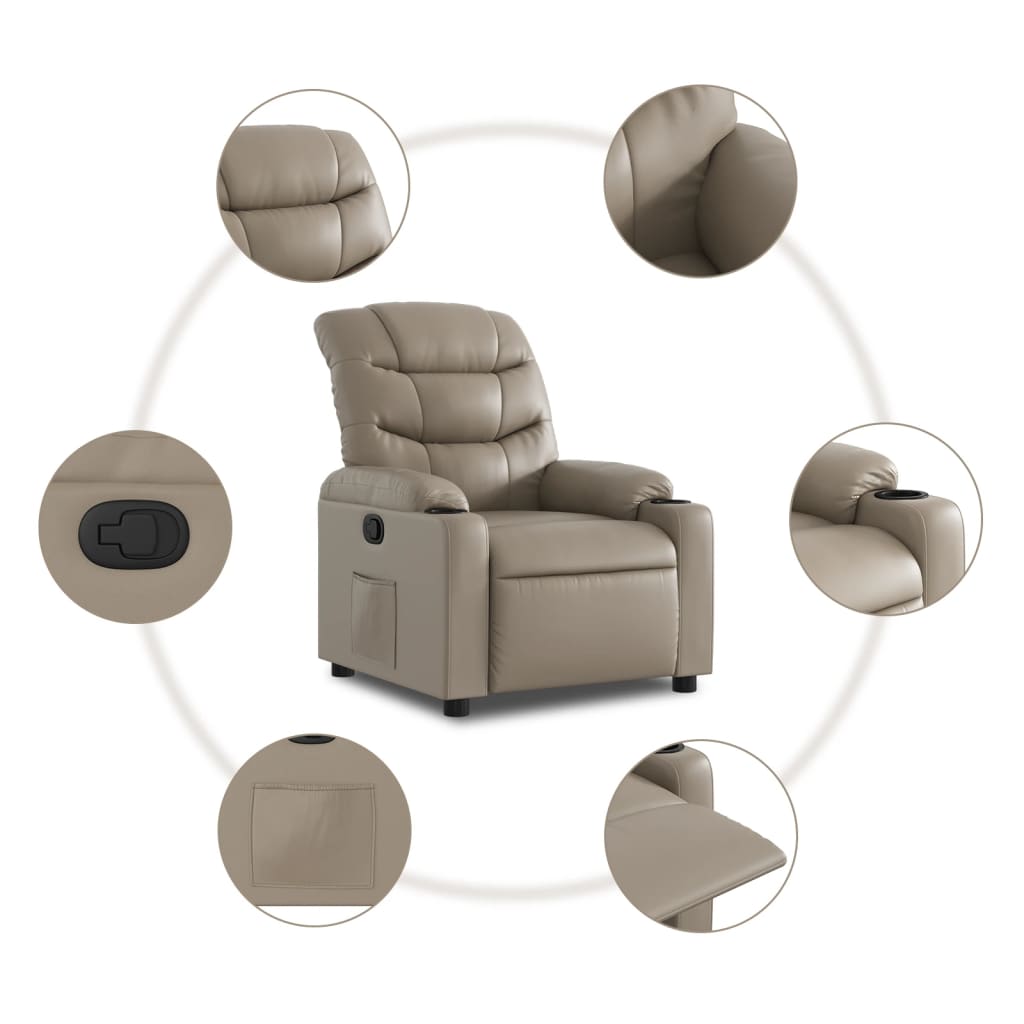 vidaXL Sillón reclinable de cuero sintético color capuchino