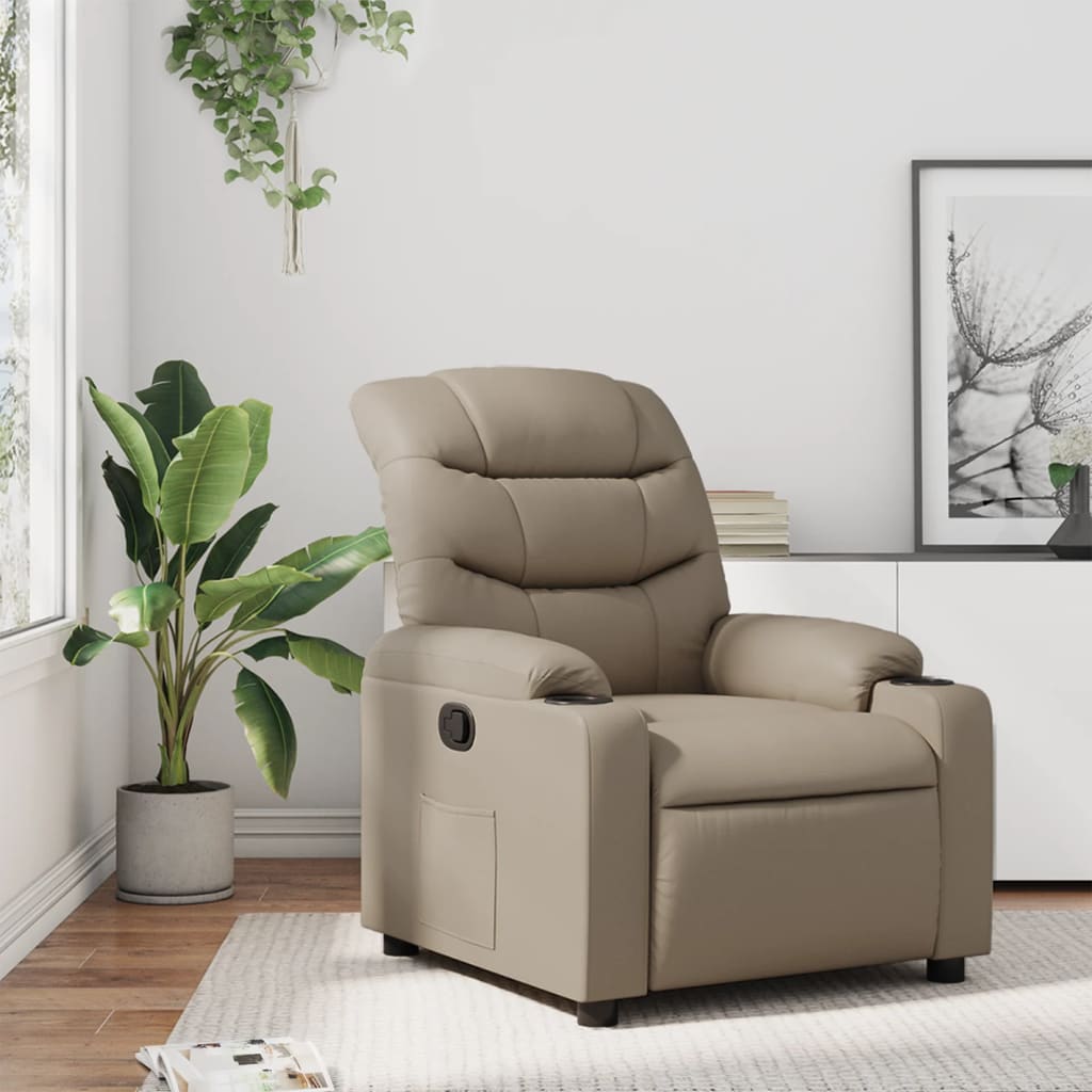 vidaXL Sillón reclinable de cuero sintético color capuchino