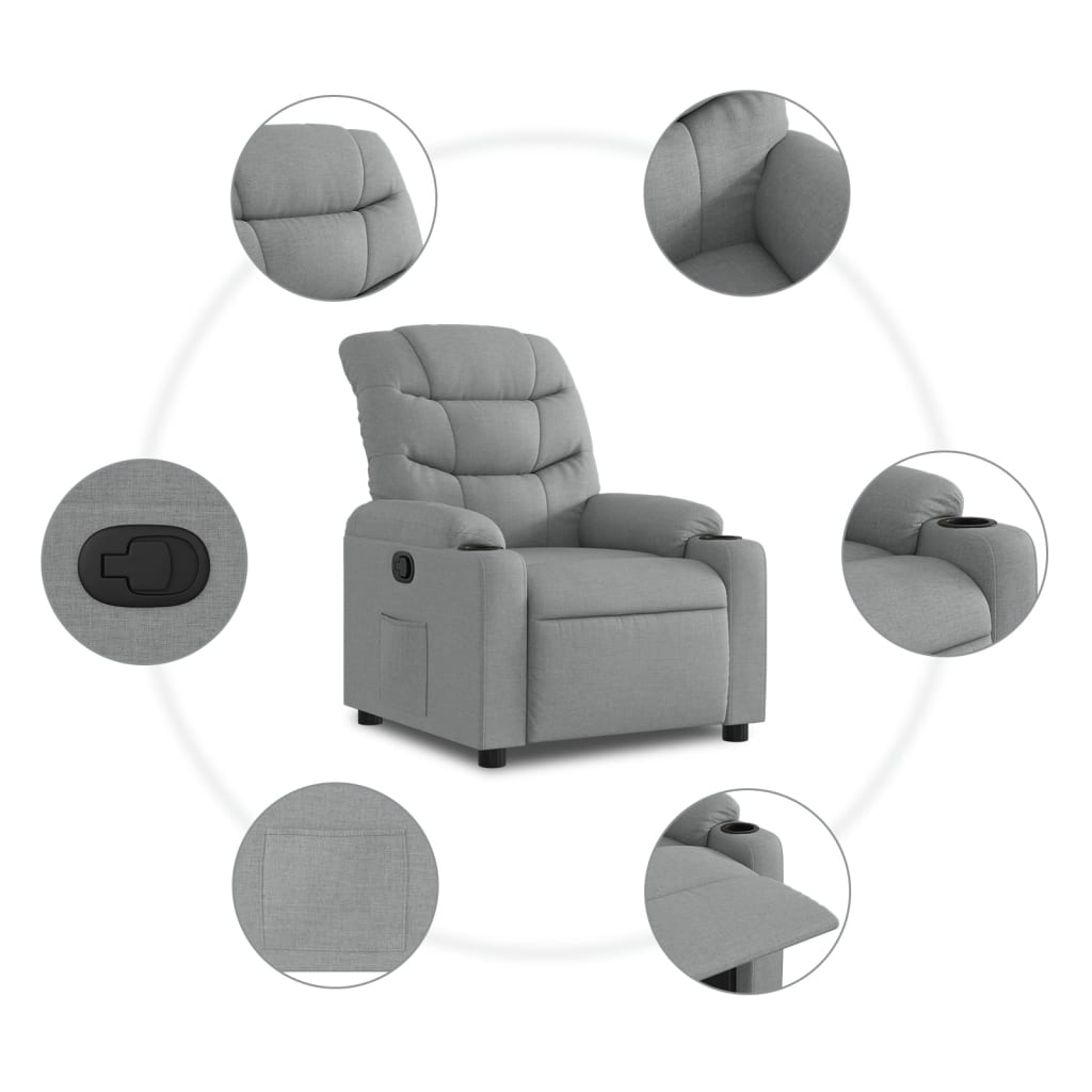 vidaXL Sillón reclinable de tela gris claro