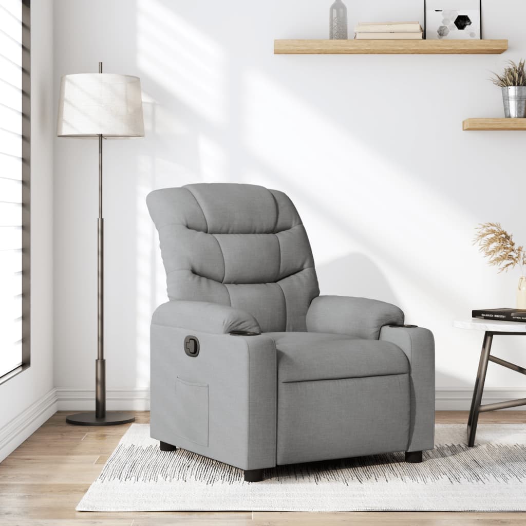 vidaXL Sillón reclinable de tela gris claro