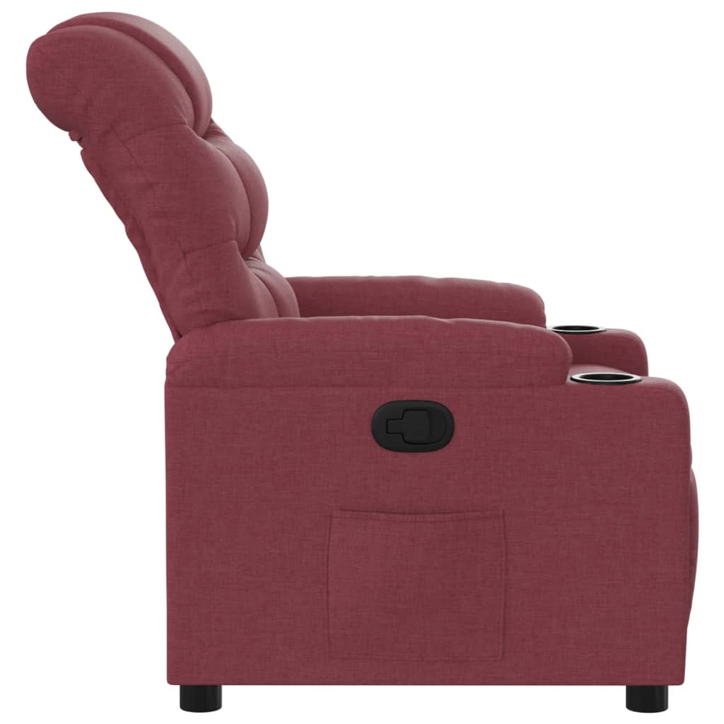 vidaXL Sillón reclinable de tela rojo tinto