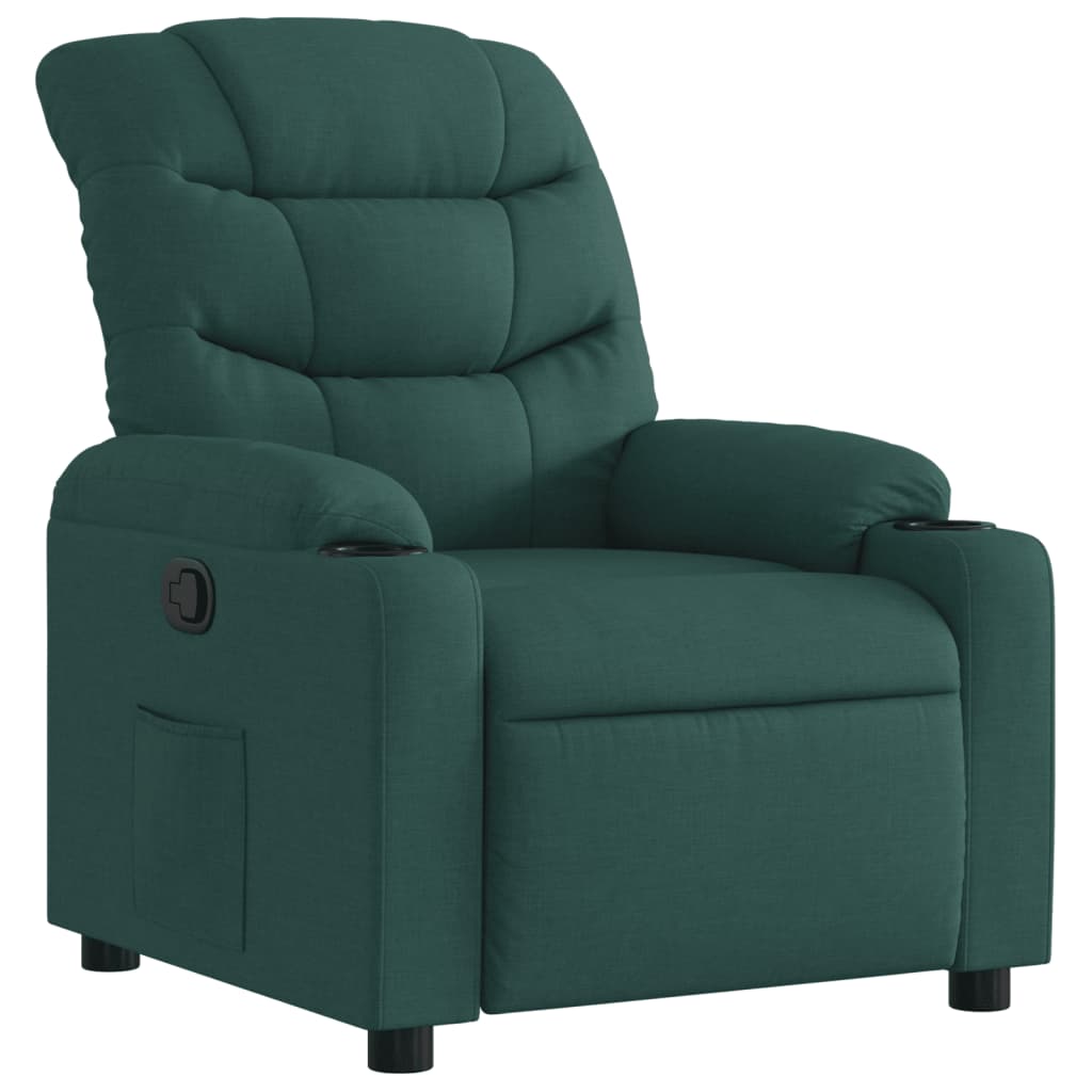 vidaXL Sillón reclinable de tela verde oscuro