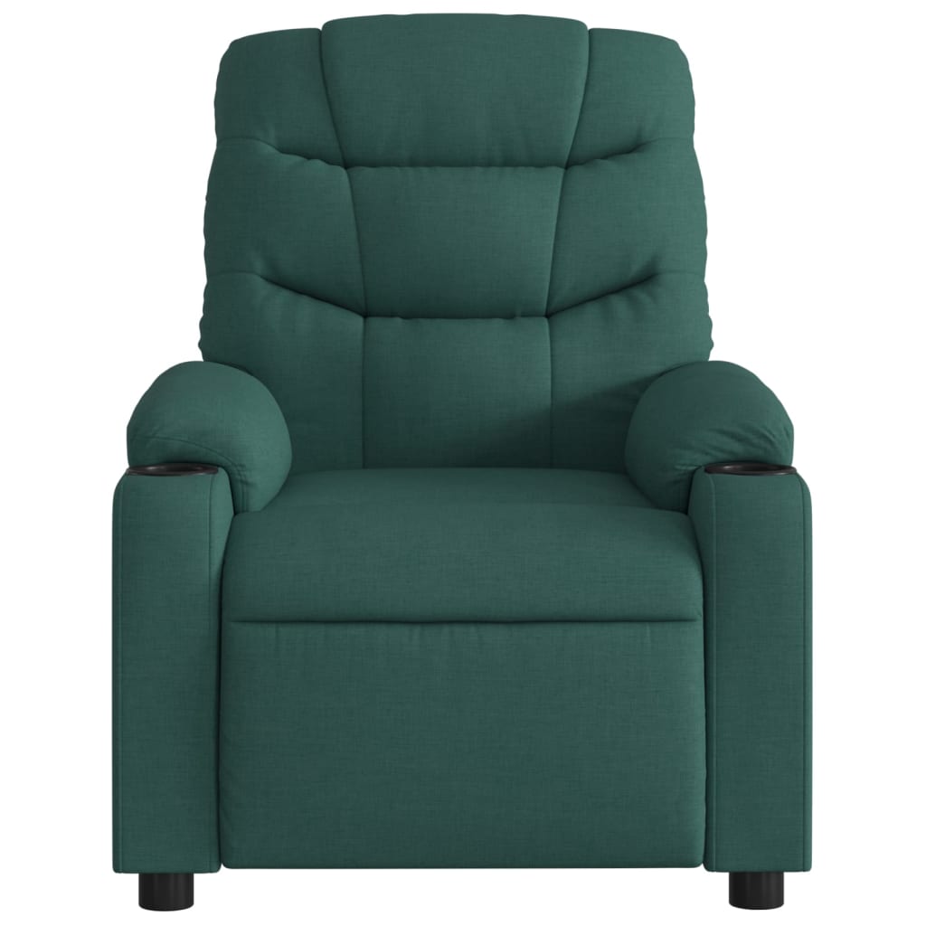 vidaXL Sillón reclinable de tela verde oscuro