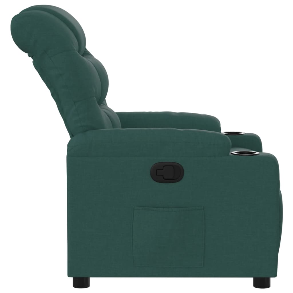 vidaXL Sillón reclinable de tela verde oscuro