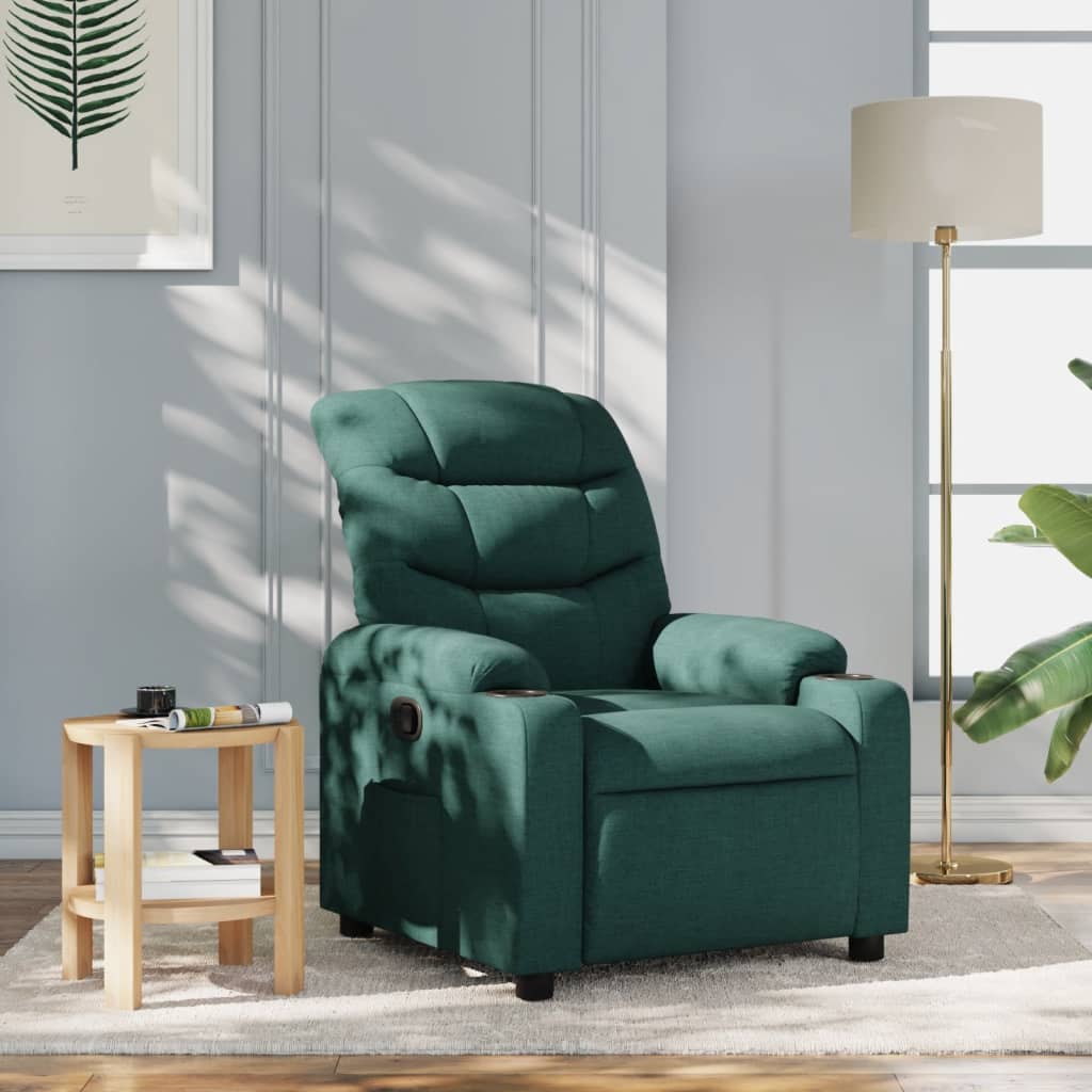 vidaXL Sillón reclinable de tela verde oscuro