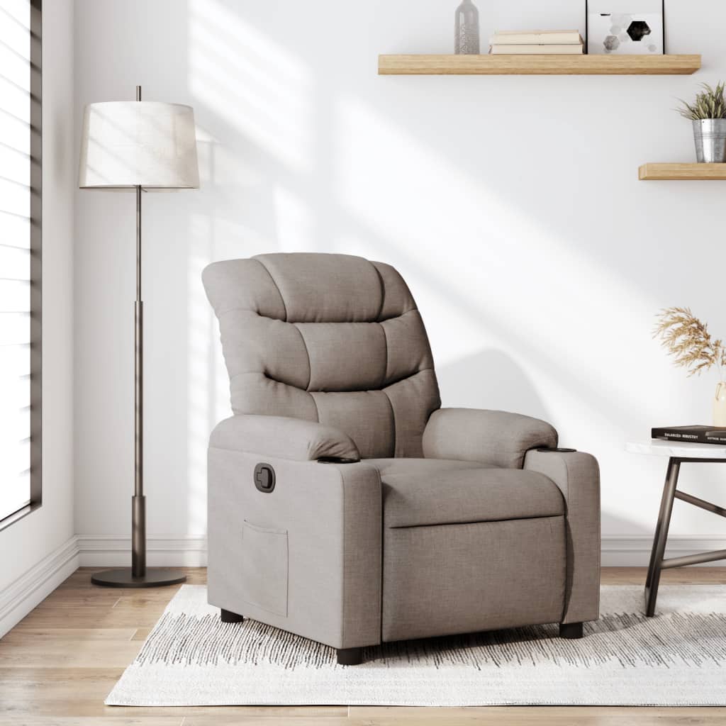 vidaXL Sillón reclinable de tela gris taupe