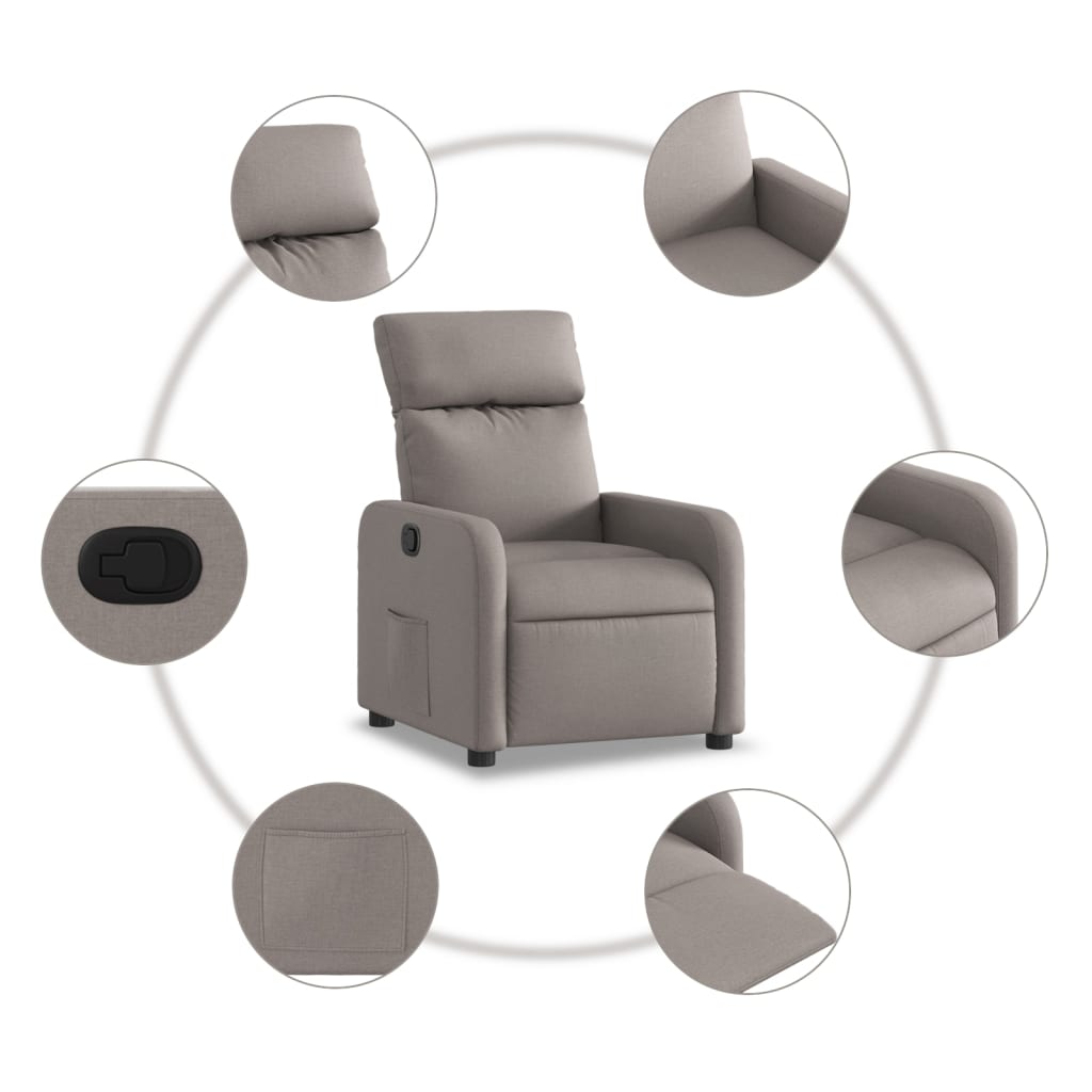 vidaXL Sillón reclinable de tela gris taupe