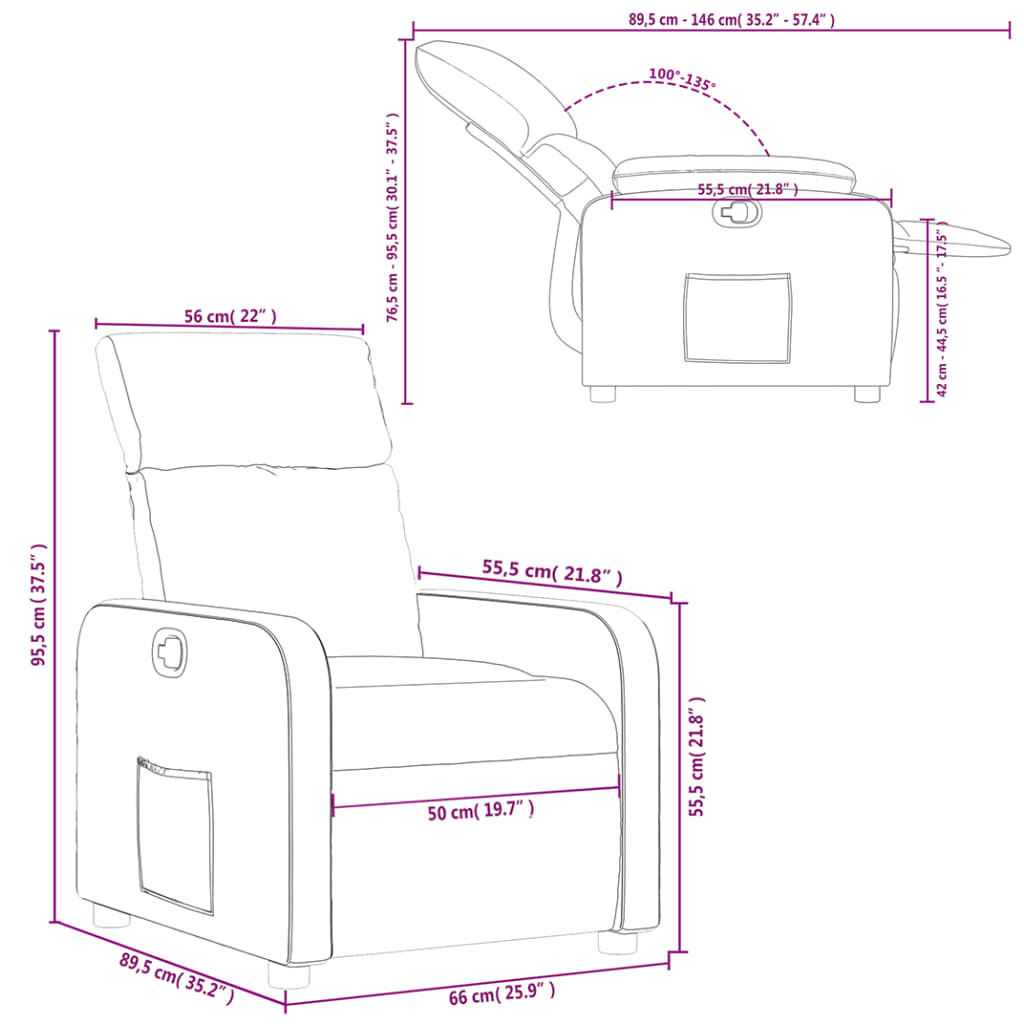 vidaXL Sillón reclinable de tela gris taupe