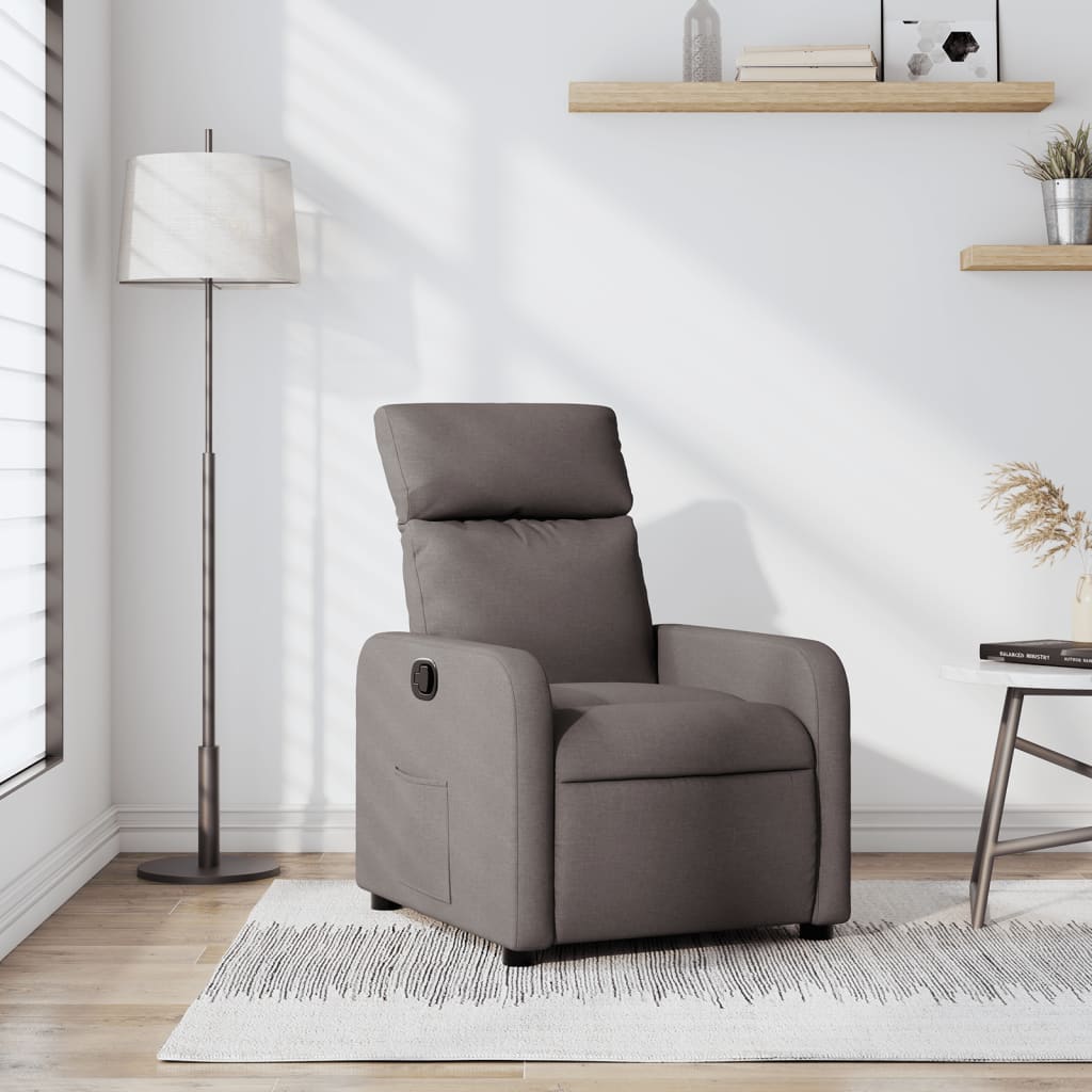 vidaXL Sillón reclinable de tela gris taupe