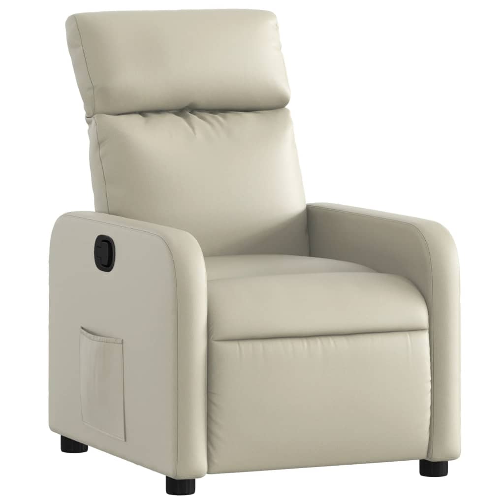 vidaXL Sillón reclinable de cuero sintético crema