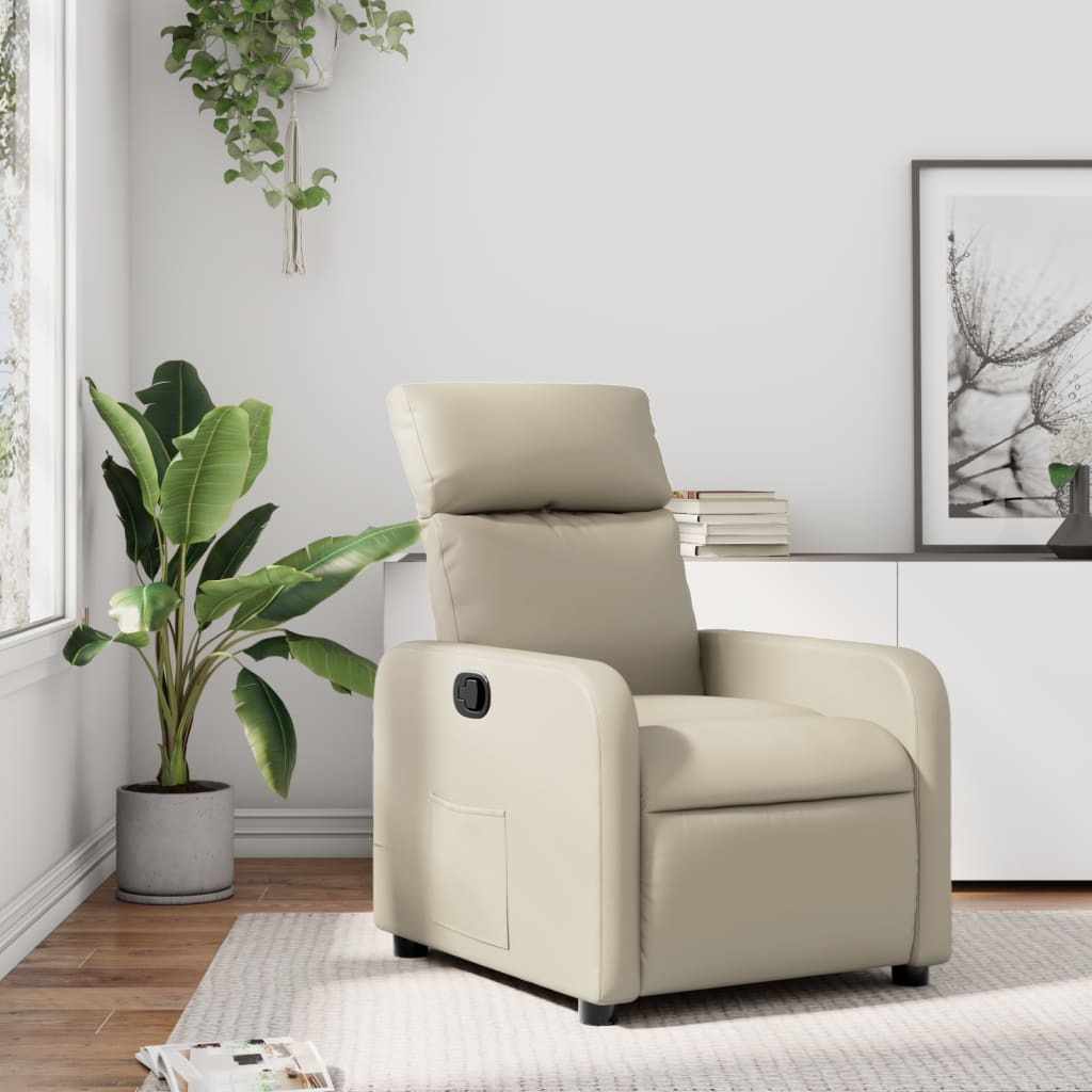 vidaXL Sillón reclinable de cuero sintético crema