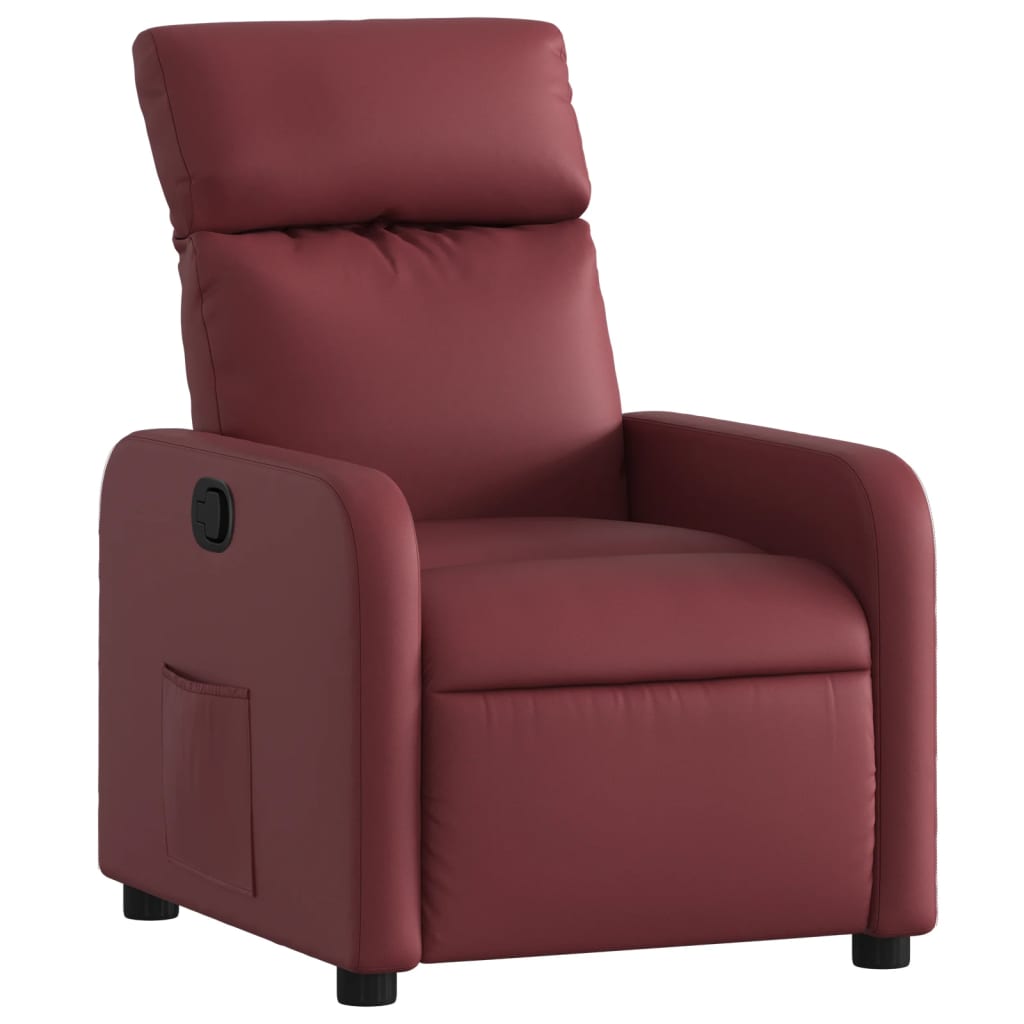 vidaXL Sillón reclinable de cuero sintético rojo tinto