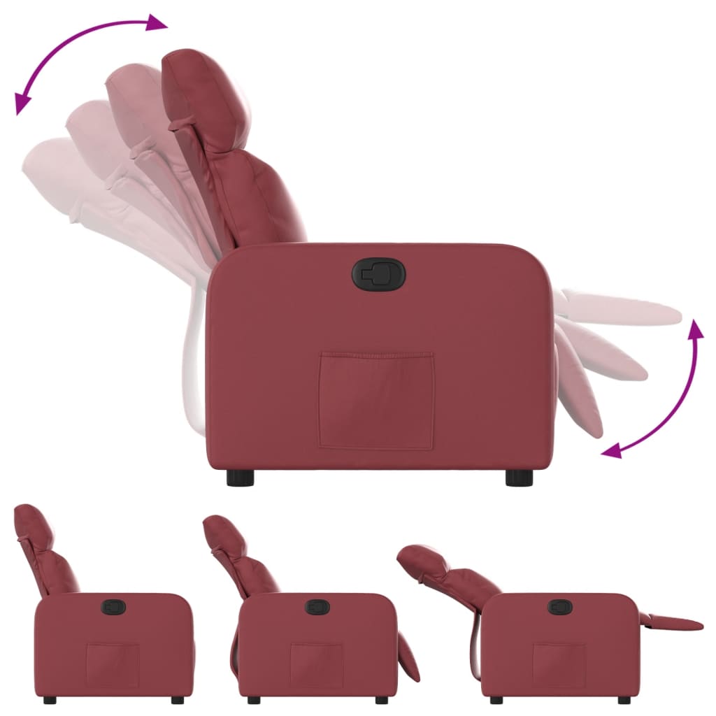 vidaXL Sillón reclinable de cuero sintético rojo tinto