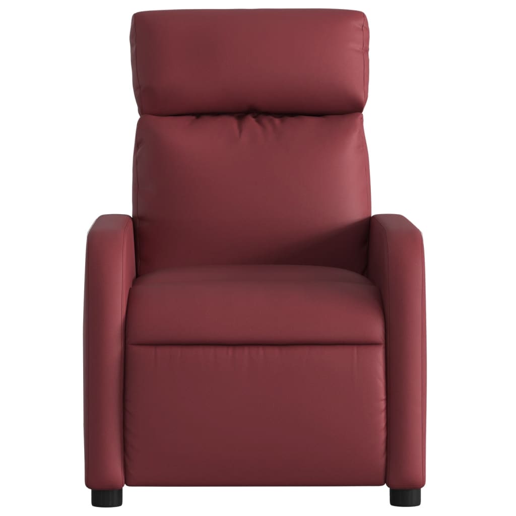 vidaXL Sillón reclinable de cuero sintético rojo tinto