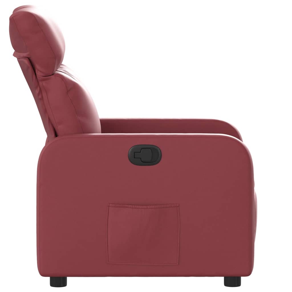 vidaXL Sillón reclinable de cuero sintético rojo tinto