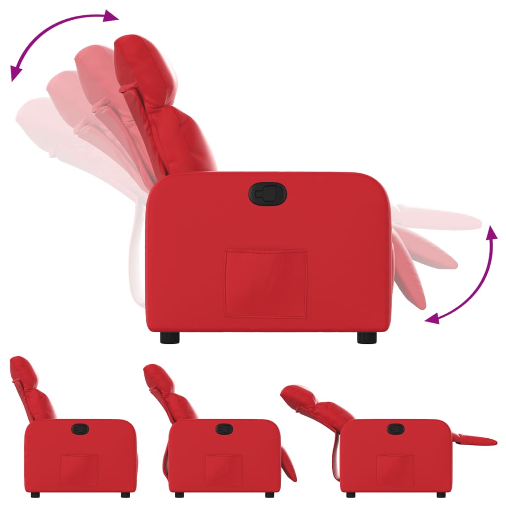 vidaXL Sillón reclinable de cuero sintético rojo